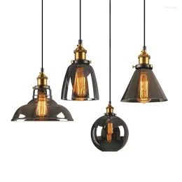 Pendant Lamps Clear Gray Amber Colour Vintage Lights Dining Glass Hanging Lamp Russia Loft Luminaire Modern Bedroom Light Fixtures