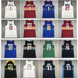 QQQ8 NIKOLA JAMAL 27 MURRAY 15 JOKIC JERSEY MICHAEL 1 PORTER JR. DONOVAN 45 MITCHELL LUKA NCAA 77 DONCICステッチカレッジバスケットボールジャージ