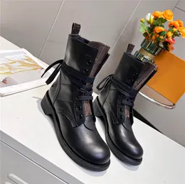 Women Designer Metropolis Flat Ranger Ankle Boots Calfskin Martin Leather And Canvas Combat Boot Platform Desert Winter ladies Martin Sneakers With Box