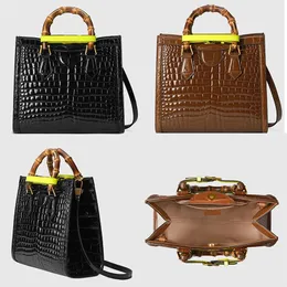 Hochwertiges Krokodilleder Diana Bamboo Einkaufstasche Designer-Handtasche charmante Umhängetaschen Damen Geldbörse Mode Pochette Python 298Y