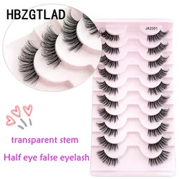Makeup Tools 10 pairs half eye Fake Lashes 3D Mink lashes Reusable False Eyelashes Transparent Terrier Invisible Band Eye 221231