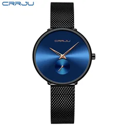 Top Luxury Brand CRRJU Orologio da donna Elegante semplice da donna Abito quotidiano Orologio da polso in maglia Moda Orologio al quarzo impermeabile femminile2707