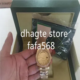 Teste o Luxury Fashion Watches 18K amarelo diamante de diamante de ouro 18038 Assista Automatic Men's Wristwatch3362