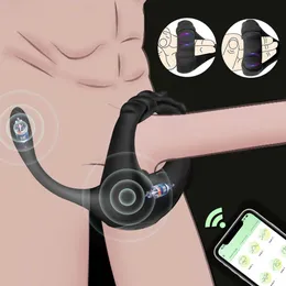 미용 품목 조절 가능한 앱 Bluetooth 제어 수탉 반지 남성을위한 섹시한 장난감 전립선 마사지 지연 사정 음경 반지 진동기