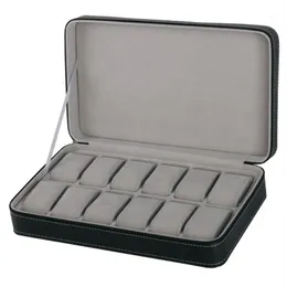 Protable 12 Slots Watch Box Storage case With Zipper Multi-functional Bracelet watches Display Casket watches holder casket1295J