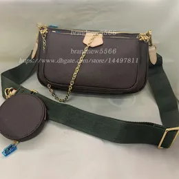 7 f￤rger Multi Pochette Women's Canvas Strap Crossbody Bag With Box 3 Pieces Set Handbags Women's Flower Leather Chain C238C