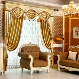 Curtain Custom Curtains Simple European Luxury Solid Gold Color Super Soft Cashmere Cloth Blackout Tulle Valance