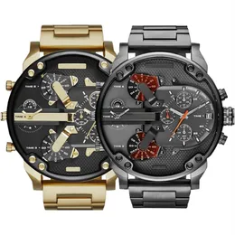 S￤ljer Sports Military Mens Watches 50mm Big Dial Golden Stainless Steel Fashion Watch Men Luxury Wrist Watch Reloj de Lujo214w