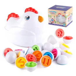 Moving Chicken Number Pared äggpussel leksaksfigurer Matchande ägg Tidig utbildning Kids Intelligence Learning Education Toys