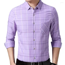 Men's Casual Shirts Men&#39;s Business Plaid Printed Long Sleeve Shirt Workwear Bank Formal Wear Top Dad Work