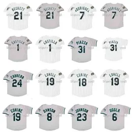 QQQ8 Air01 Vintage 2003 Florida Josh Beckett Jersey de beisebol 7 Ivan Rodriguez 1 Luis Castillo 31 Piazza 24 Miguel Cabrera 18 Jeff Conine 19 Mike Lowell