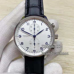 공장 공급 업체 손목 시계 IW371417 VK Quartz Movement Mens Watch Watches 41mm 파일럿 없음 크로노 그래프 화이트 다이얼 221U