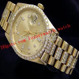 Качественные роскошные часы мужчины 18 тыс. Золото -стальная браслет бриллианты. Проверенные часы Автоматические часы модные мужские часы192G