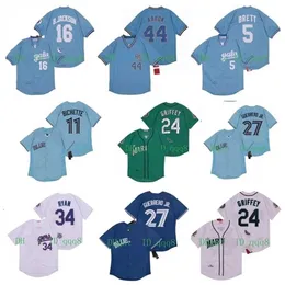 qqq8 Air01 Vintage 16 Bo Jackson Jersey 5 George Brett Bo Bichette 44 Hank Aaron 27 Vladimir Guerrero Jr. Ken Griffey Jr 34 Nolan Ryan Retro Baseball