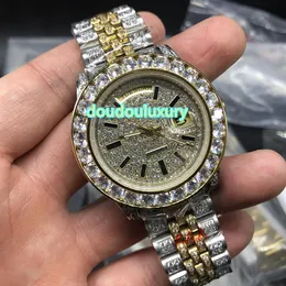 Men's bi-gold diamond watches top fashion watches hip hop rap style automatic mechanical watch 297h