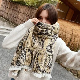 Scarves 200 60cm Winter Warm Fashion Large Women's Thick Long Cashmere Wool Blend Soft Snake Print Scarf Shawl Wrap Drop Ship