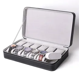 시계 박스 케이스 6 10 12 그리드 휴대용 상자 주최자 PU 가죽 상자 지퍼 클래식 다기능 팔찌 디스플레이 C316O