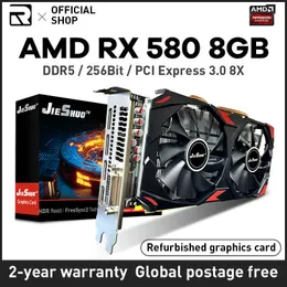 RX 580 8GB AMD RADEON GDDR5 256BIT 2048SP GPU RX580 8G CARTAS GRÁFICAS HASHRATE HASHRATE 28-30MH/S