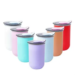 Copo de vinho de 12 onças com tampa colorida de aço inoxidável de aço único a vácuo de copos de vinho isolados canecas de caneca de café