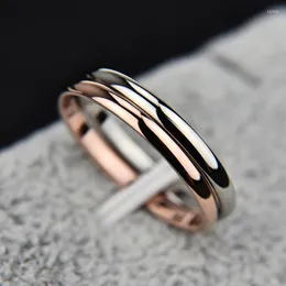 Bröllopsringar Bobotuu Titanium Steel Rose Gold Anti-allergi Smidig Enkla engagemang Par för Woman Girls Anneau BR19161