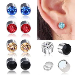 Sırtlar Küpe 1 Çifti Kadın Erkekler Güçlü Manyetik Demir Kulaksız Deliren Kulak Saplamaları Rhinestone Paslanmaz Çelik Mıknatıs Earclip