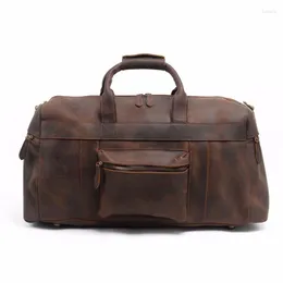 Duffel Bags Luufan Big Bag Large Capacity Travel Gigantic Genuine Leather Duffle Handbags 60cm Roomy Hand Luggage Business Trip