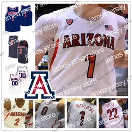 Баскетбол в колледже носит Custom Arizona Wildcats 2020 Баскетбол красный флот Blue White 0 Джош Грин 1 Нико Маннион 22 Zeke Nnanji Men Young Kide Kid Jersey 4xl