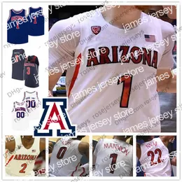 Koszykówka uniwersytecka nosi niestandardowe Arizona Wildcats 2020 Koszykówka Czerwona granatowa biała biała 0 Josh Green 1 Nico Mannion 22 Zeke Nnaji Men Młodzież Kid Jersey 4xl