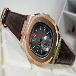 Luksusowe wysokiej jakości zegarek na rękę 40 5 mm nautilus 5980 1A 5980R-001 18K Rose Gold Skórzanie Przezroczyste mechaniczne automatyczne męskie męskie WAT282R