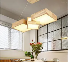 Pendelleuchten Massivholz Quadrat Kombination Lichter Wohnzimmer Büro Holz Droplight Bar Restaurant Lampe Japanisch 2023