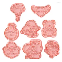 Bakning Mögel Alla hjärtans dag Biscuit Mold Love Candy 3D Stereo Press Cartoon Pastry Cookie Cutter Cake Decor Stamp Kitchen Tools Tools