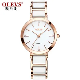 Nova cinta de cerâmica branca preta elegante quartzo relógios diamantes cronógrafo feminino relógio à prova d'água Lady Fashion Watch clo2331