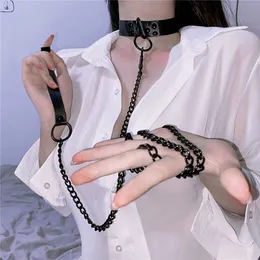 Faux läder sexig svart bondage krage choker kedja koppel rollplay halsband vuxna bdsm sex leksaker smycken tillbehör