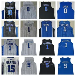 CUSTOM NCAA College Basketball Blue Devils Jersey Jayson Tatum 0 Kyrie Irving 1 RJ Barrett 5 Zion Williamson Jahlil Okafor 15 Sportuniform