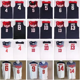 カスタム2014 USAバスケットボールジャージードリームチームEleven 4 Stephen Curry 5 Thompson 6 Derrick Rose 10 Kyrie Irving James Harden Kevin Durant Nati