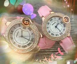 Couple women men time clock watches 38mm 33mm roman diamonds ring three pins business casual genuine leather belt japan quartz movement limited edition Wristwatch