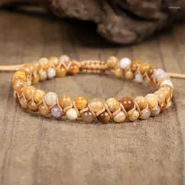 Charme Armbänder Naturstein Perlen Armband Für Frauen Handgemachte Schnur Geflochtene Wrap Armreifen Doppel Schichten Paar Yoga Schmuck