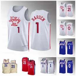 Custom James 1 Harden 2022-23 Jersey Joel 21 Embiid Tyrese 0 Maxey Matisse 22 Thybul