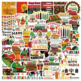 50pcs Cartoon Happy Kwanzaa Stickers Assorted African American Kinara Candles Decal Laptop Car Motorcycle Graffiti Sticker