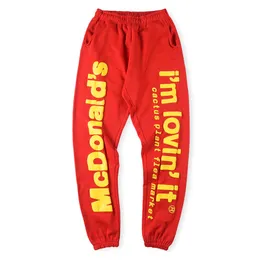 Puff Sweatpants Pants Red Blue Men Kvinnor Hip Hop Letter Tryckt Leggings unisex joggers Drawstring Trousers