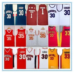 Custom NCAA Davidson Texas College Knights Oak Hill High School Jersey Stephen Curry Kevin Durant Thompson koszulki Kla