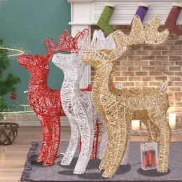 Corde 3D Art Alce Cervo Decorazione natalizia Ornamento Luce Led Incandescente Glitter Renna Natale Fata Animale Decorazioni per la casa