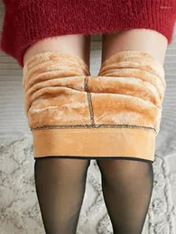 Женские носки, зимние теплые колготки, сексуальные эластичные полупрозрачные термоусадочные плотные бесшовные бархатные колготки с эффектом пуш-ап