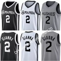 Custom 2021 New Titched Gianna Maria Onore Jersey Uconn Huskies Commine College 2 Gigi Mamba Memorial 33 BAS