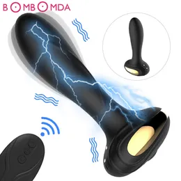 Itens de beleza de choque elétrico vibrador anal elétrico plug plug plug wireless controle remoto buttplug vibrator vibration ânus dilatador massag masculino massag