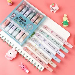 6 datorer Kawaii Highlighters Pastel Pen Set färgade markörer Färger Pennor Söta för barn Present Stationery Office School Supplies