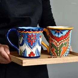 Xícaras pires retro cerâmica lacsiness café casal caneca flor cafes canecas de café da manhã leite copo de chá da hora da hora da hora da hora da hora boêmia