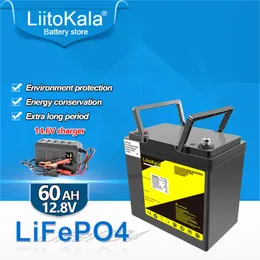 Liitokala 12,8V 60AH LIFEPO4 BATERIA BATERIA BATERIAS DE LITHIUM ENERGIA 4000 CICLOS 12V CAMPERS CAMPERS CAMPERS CARRO DE GOLF