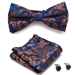 Bow Ties Slim Tie Zestaw Mężczyźni i kieszonkowy kwadrat Bowtie krawat Cravate chusteczka man corbatas hombre pajarita fit ślub