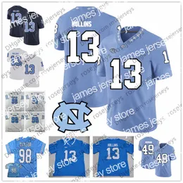 Amerikan Koleji Futbol Giyim UNC Kuzey Carolina Tar Heels #13 Mack Hollins 64 Jeff Cumartesi 87 Brandon Tate 88 Hakeem Nicks Açık Mavi Donanma Beyaz Emekli Jersey